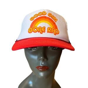 GOOD Girl Gone Rad MESH TRUCKER CAP SNAP BACK Hat Rainbow Foam Inside